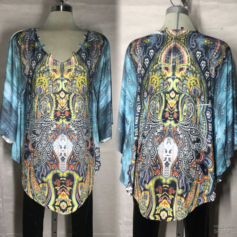 - Candy Couture, Tribal Print Multicolour Summer Blouse Size M
